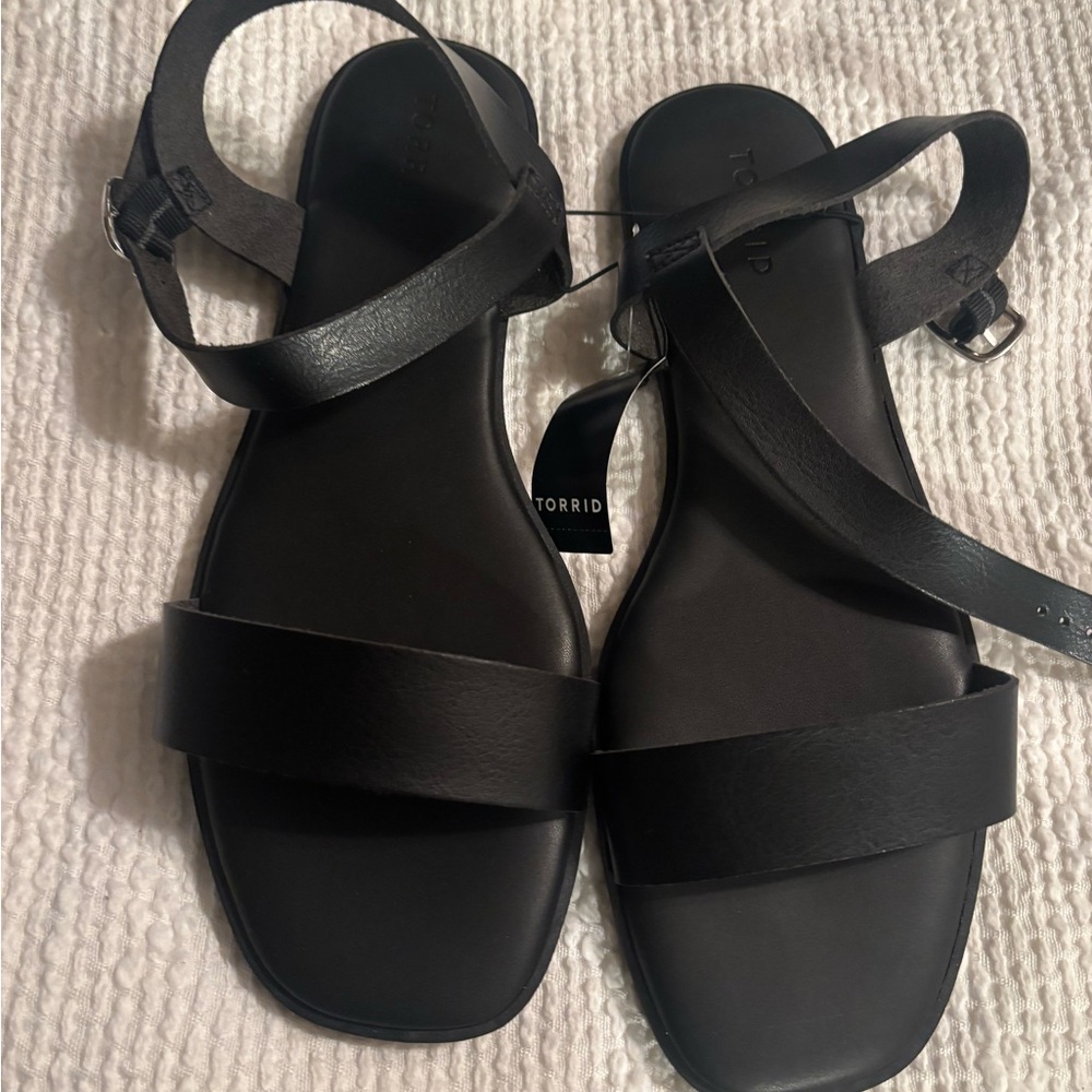 Torrid Black Minimalist Sandals with Ankle Strap
